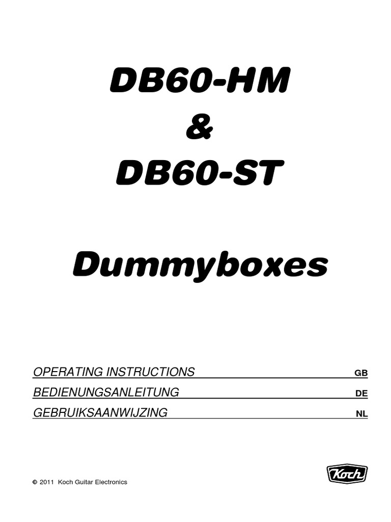 DB60-HM & DB60-ST Dummyboxes: Operating Instructions ...
