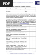 Workshop Self Inspection Checklist WORK01: General Mechanical Workshops Assessor Location Date