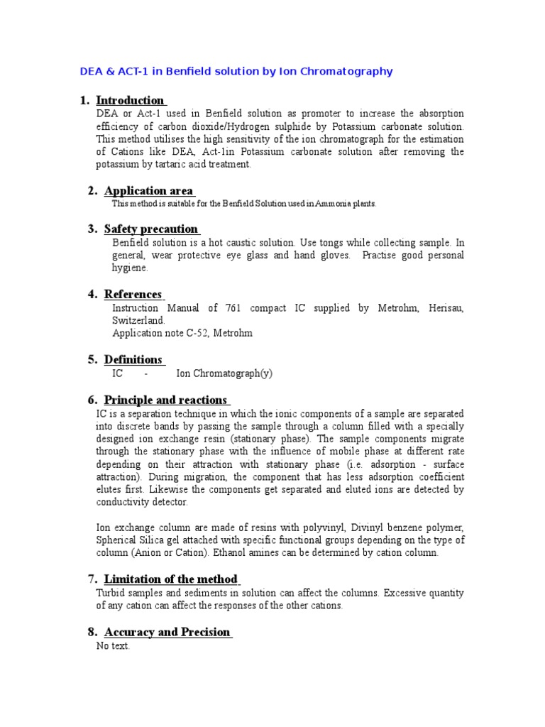 DEA & ACT-1 in Benfield Solution IC | PDF | Chromatography | Analytical ...