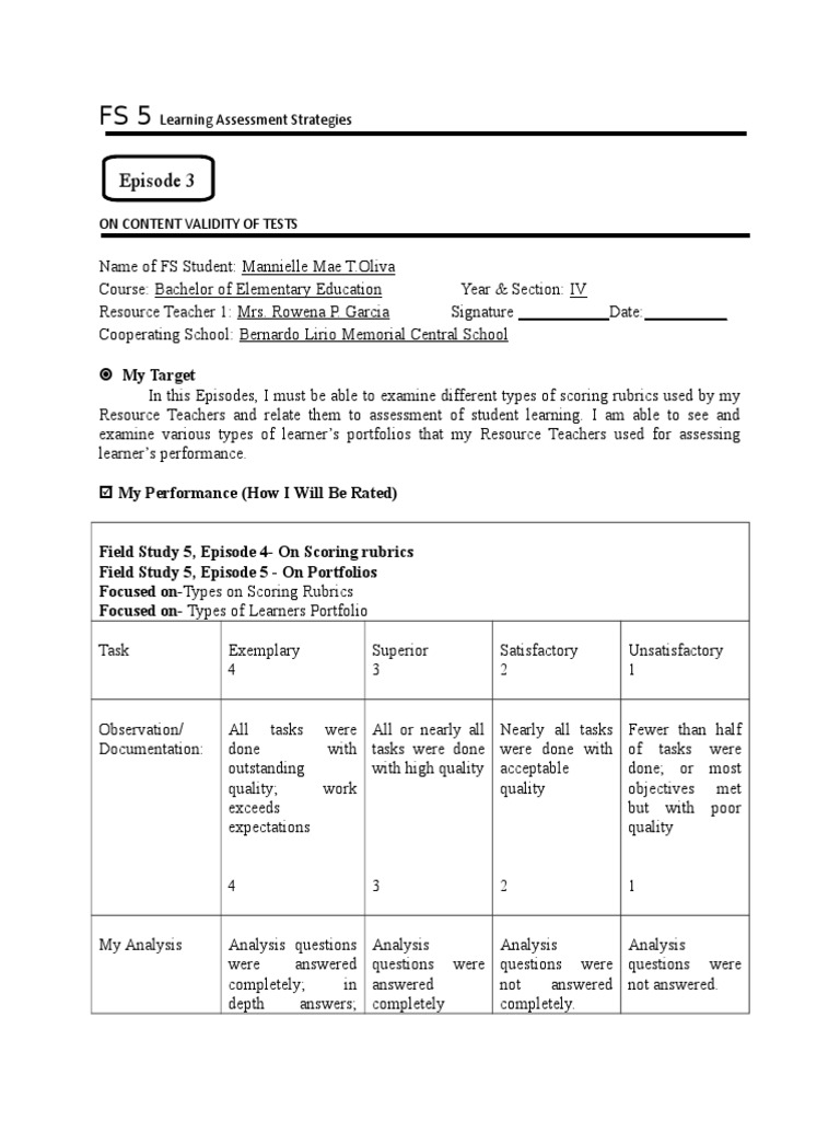Test Validity & Scoring Rubrics Guide | PDF | Rubric (Academic ...