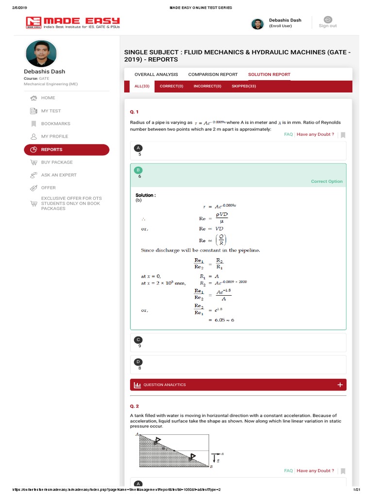 Made Easy Online Test Series Fmhm1 Download Free PDF Pressure