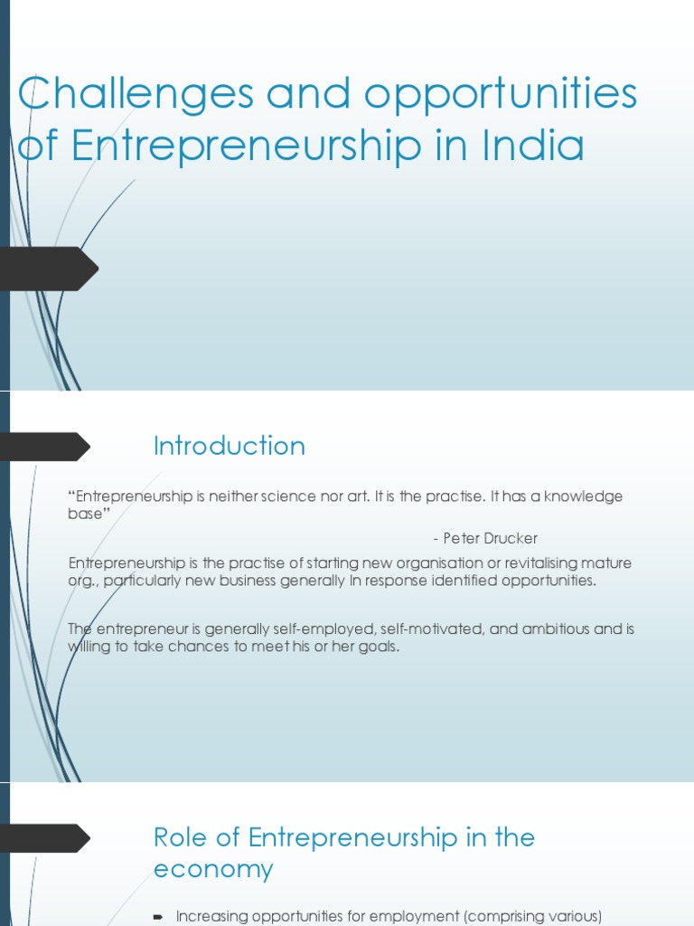 Entrepreneurship Challenges in India | PDF | Entrepreneurship | Economies
