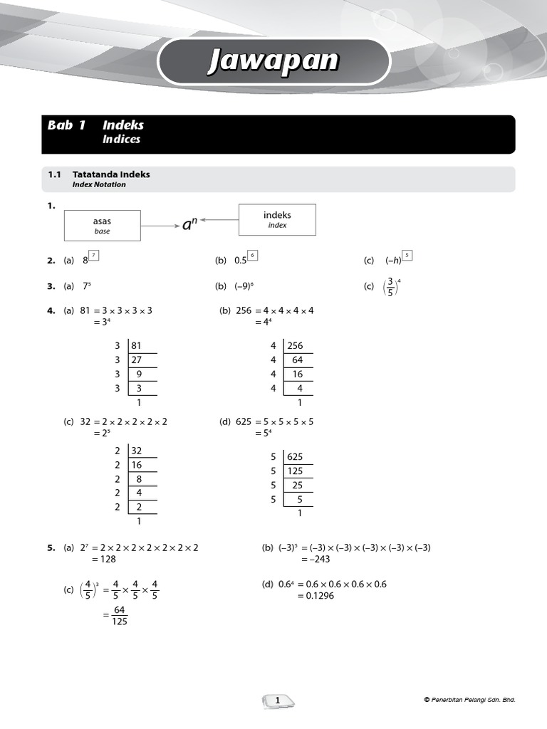 Jawapan Matematik Tingkatan 3 Bab 1