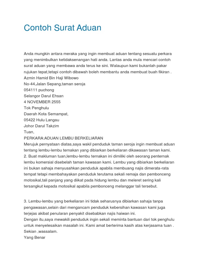 Contoh Surat Rasmi