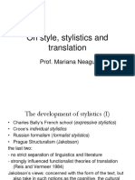 On Style, Stylistics and Translation