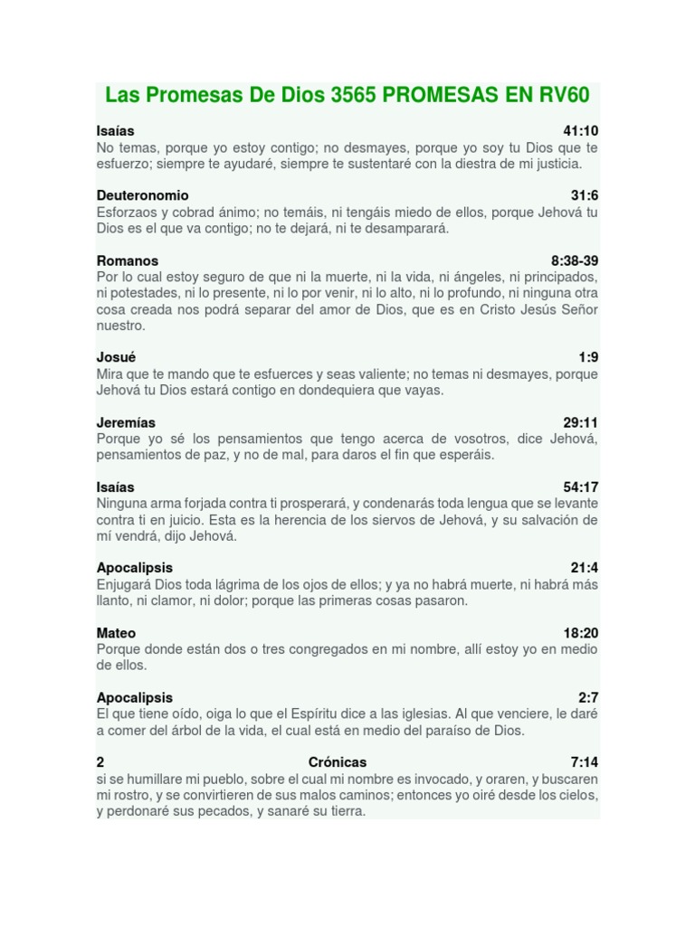 Las Promesas de Dios 3565 PROMESAS EN RV60 | PDF | Abrahán | Sacerdote
