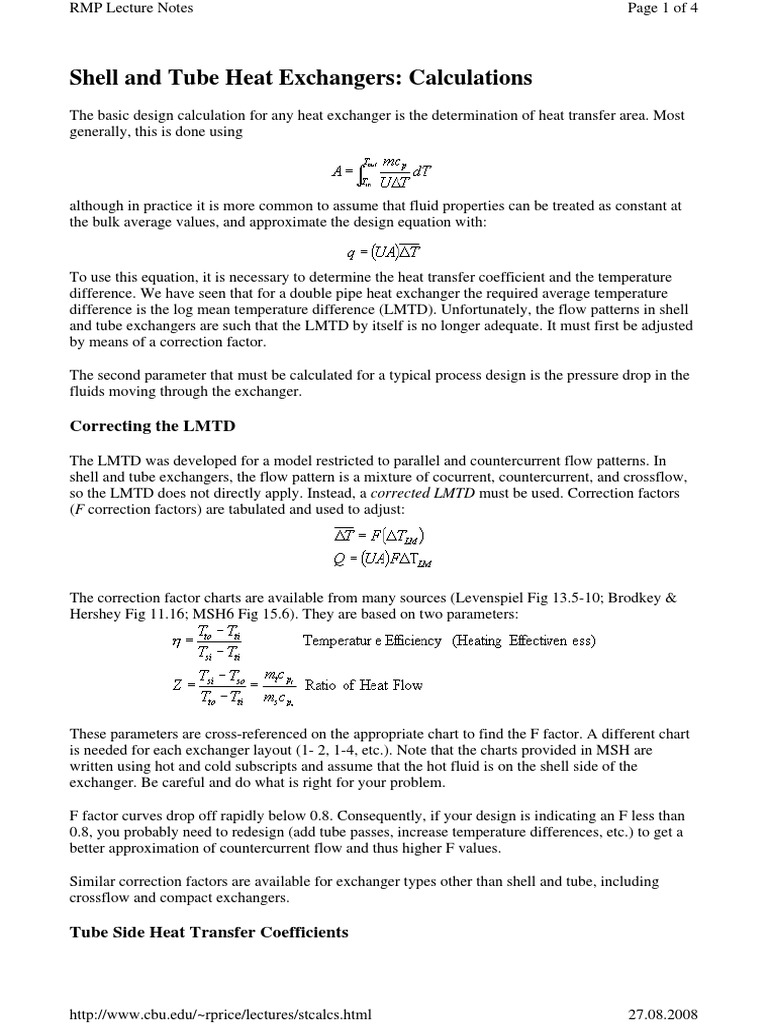 Heat Exchanger Calculation PDF Fluid Dynamics Heat Transfer