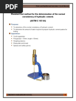 Standard Test Method For The Determination of The Normal Consistency of Hydraulic Cement PDF