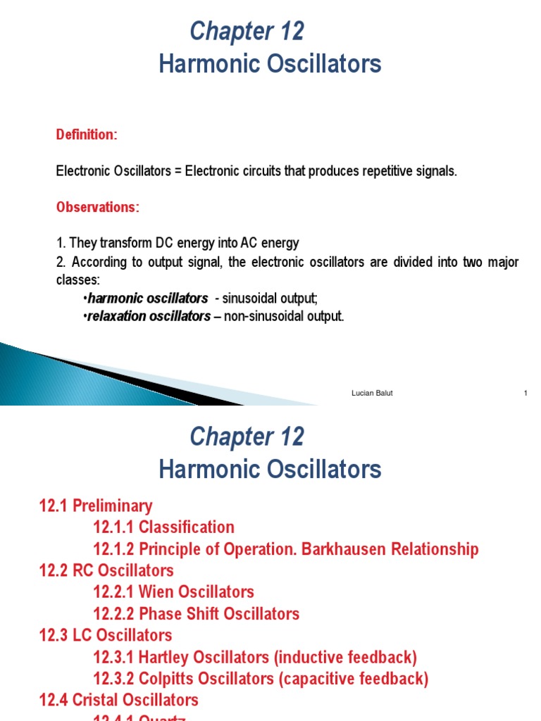 Harmonic Oscillators Guide | PDF | Electronic Oscillator | Amplifier