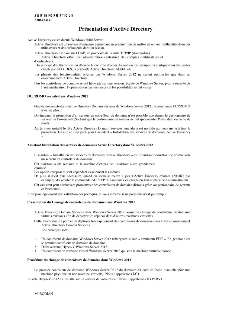 Présentation d'Active Directory 2012 | PDF | Active Directory | Windows ...