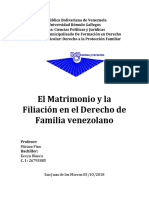El Matrimonio y La Filiación en El Derecho de Familia Venezolano