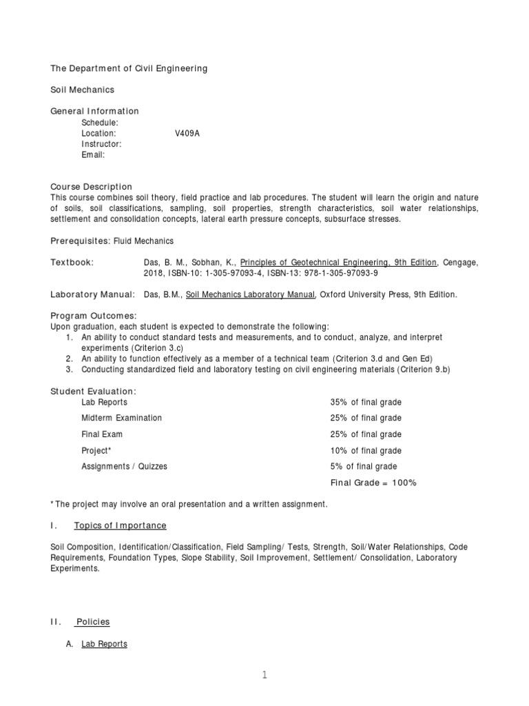 SOIL MECHANICS SYLLABUS intelligence overview