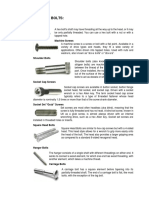 Types of bolts, screws, nuts and their uses