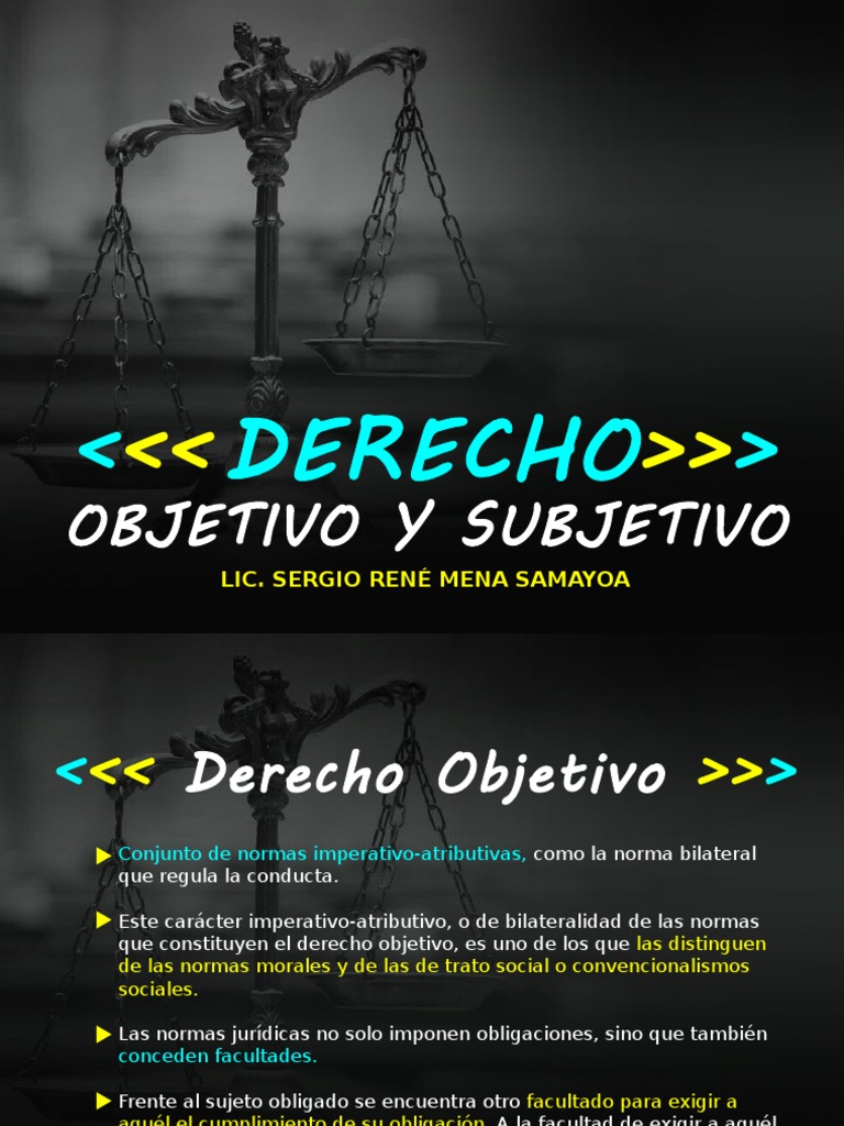 Derecho Objetivo y Subjetivo PDF Derechos Subjetividad