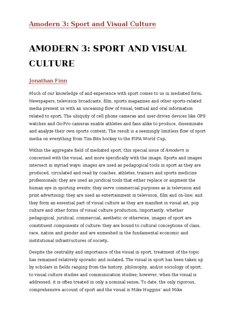 Amodern 3 Sport Visual Culture | PDF | Mass Media | Sports