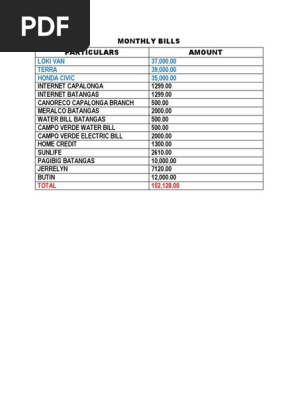 MONTHLY BILLS.docx