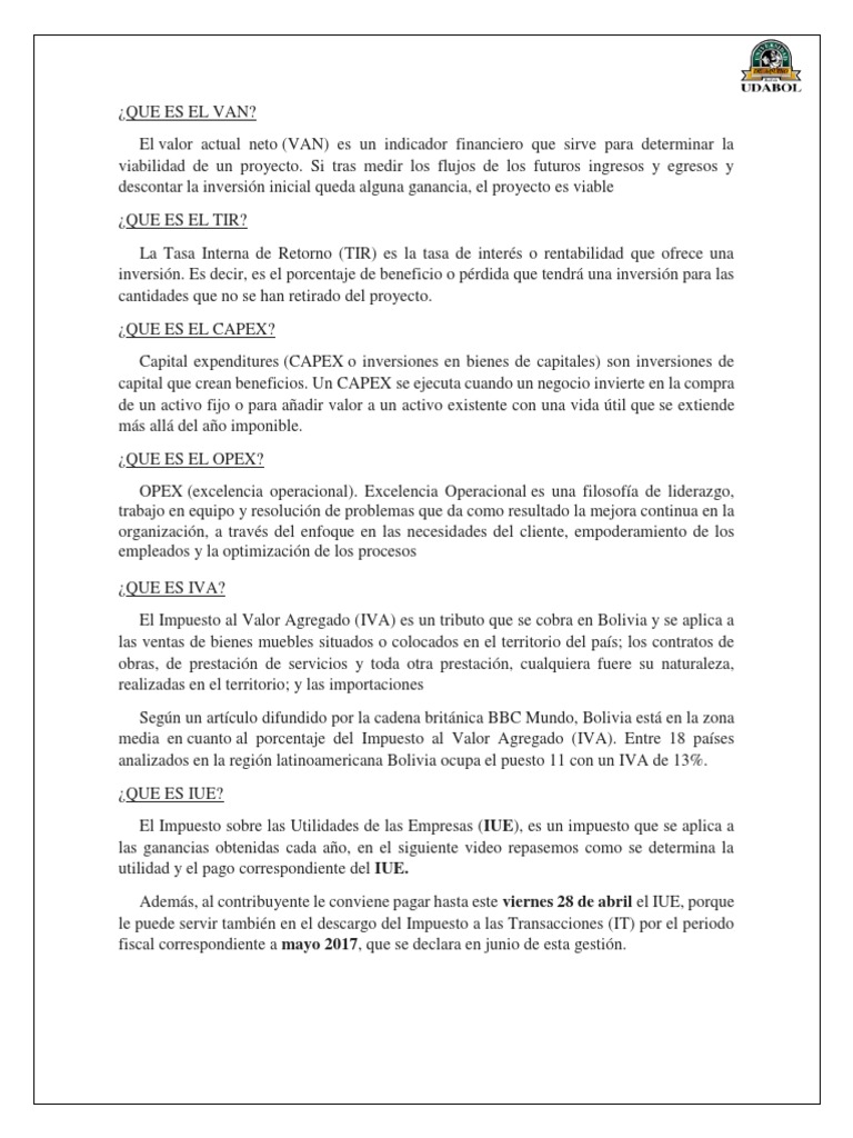 Que Es El Van PDF Valor presente neto Impuestos