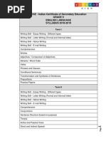 ICSE - Indian Certificate of Secondary Education Grade 9 English Language SYLLABUS 2018-2019