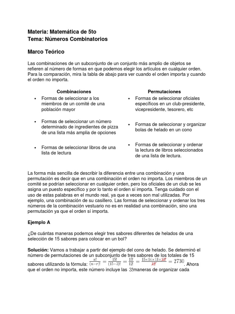 Ejercicios de Combinatoria para Primaria | PDF | Combinatoria ...