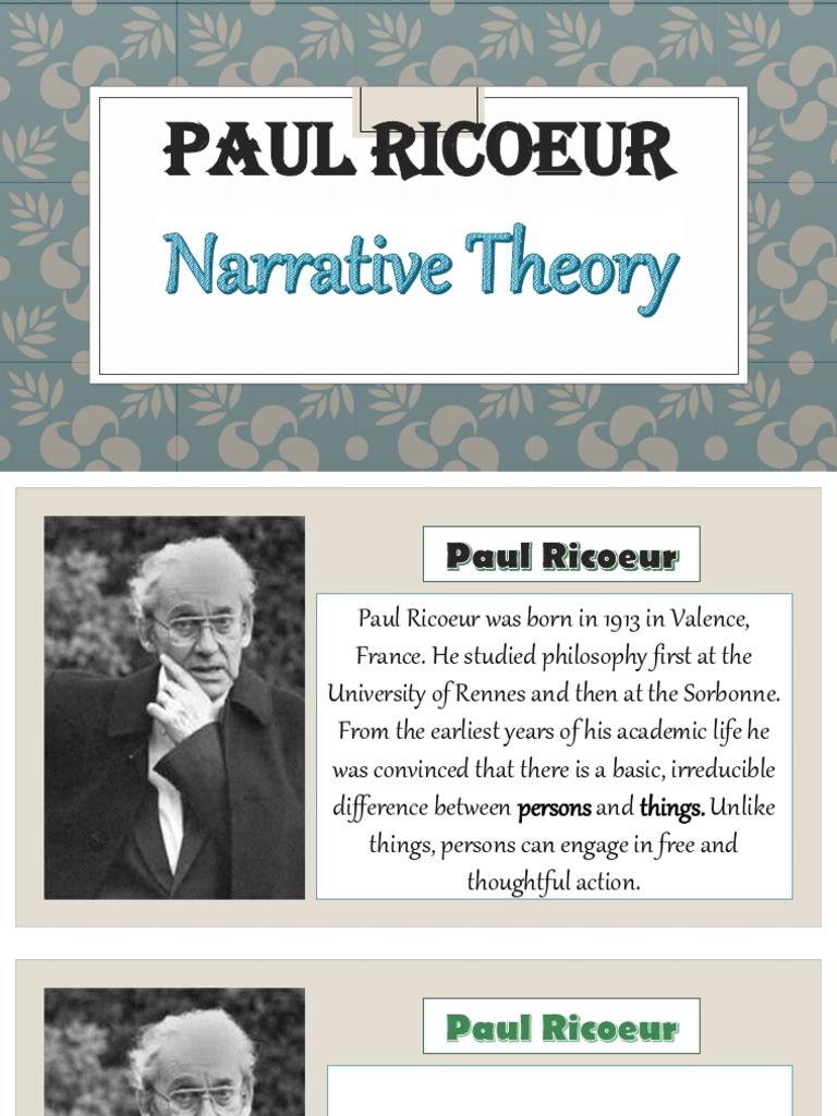 Paul Ricoeur Narrative Philosophical Movements