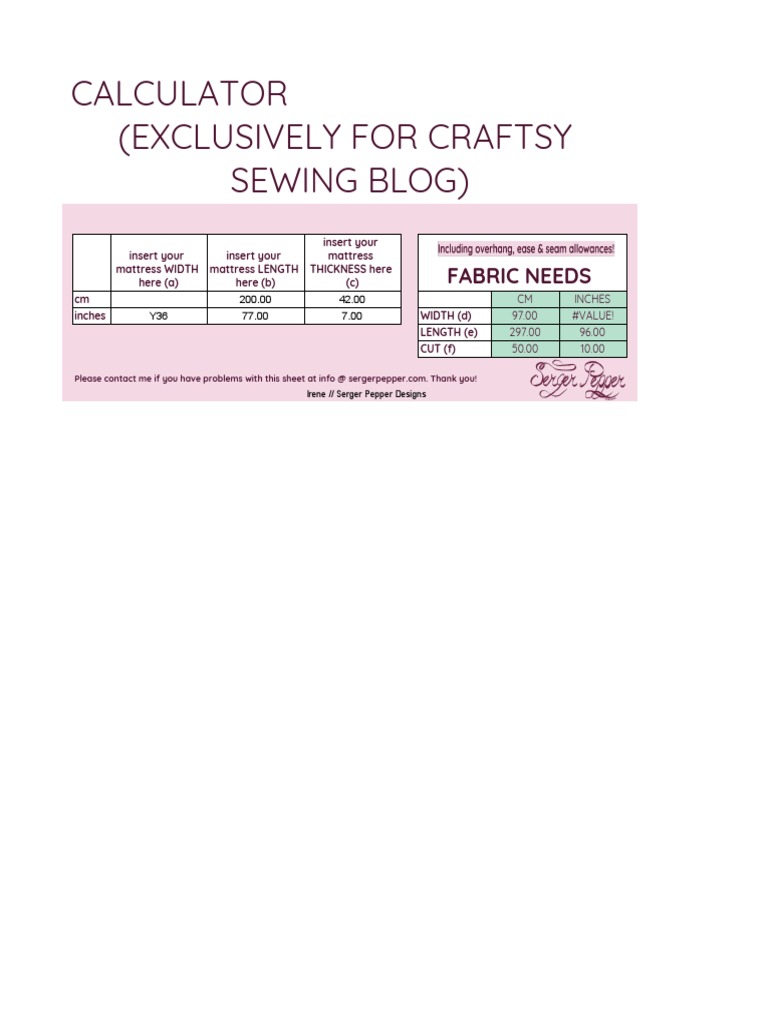 Fitted Sheets Calculator PDF
