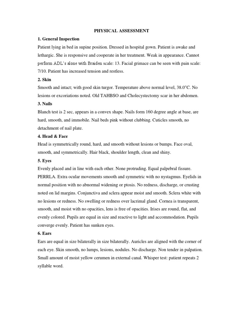 Comprehensive Physical Assessment Report | PDF | Human Nose | Tongue