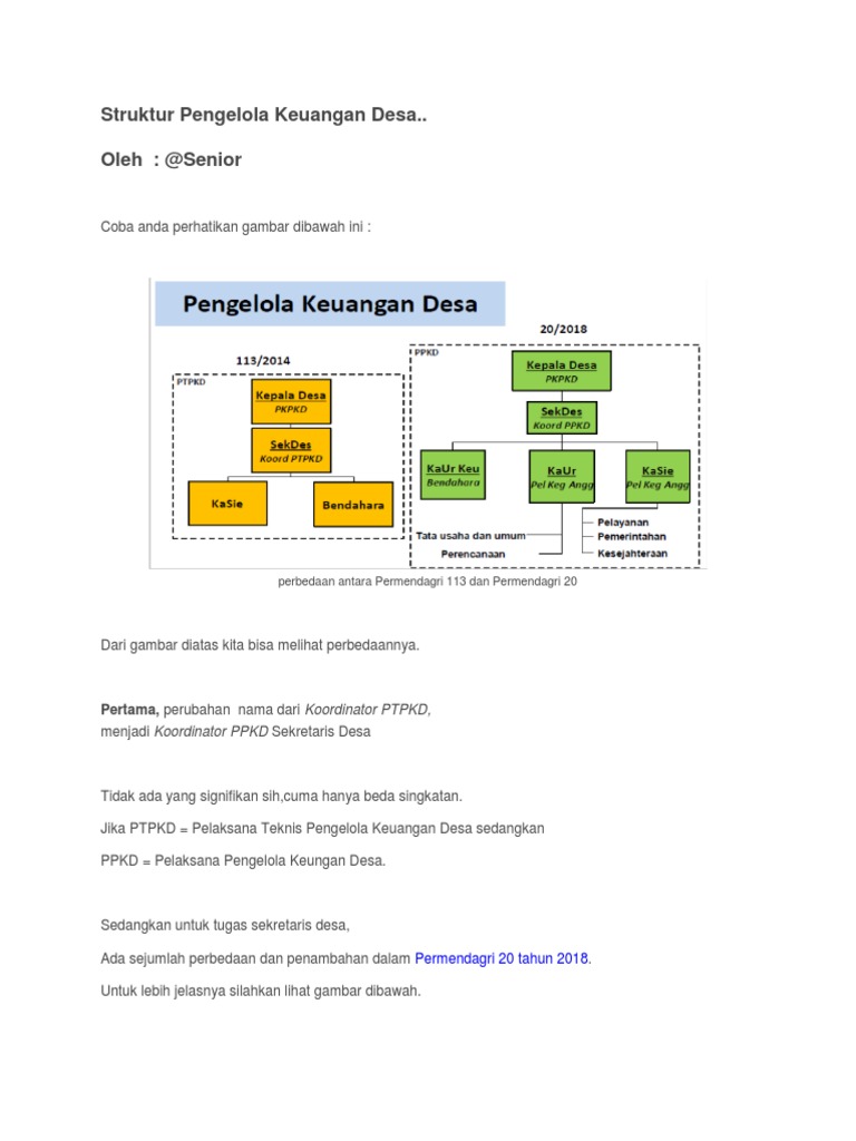Struktur Pengelola Keuangan Desa Sesuai Permendagri