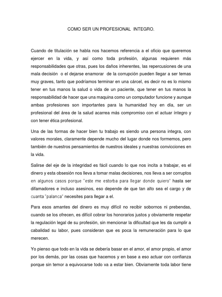 Como Ser Un Profesional Integro | PDF | Crecimiento personal y ...