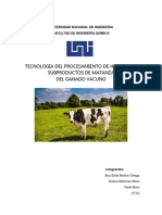 Tecnologia Del Aprovechamiento de Subproductos de La Matanza de Ganado Vacuno