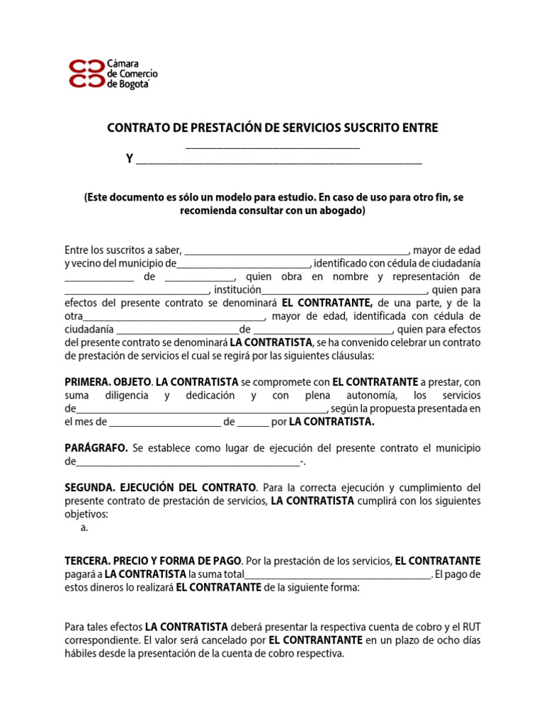 Top 41+ imagen modelo de contrato de prestacion de servicios