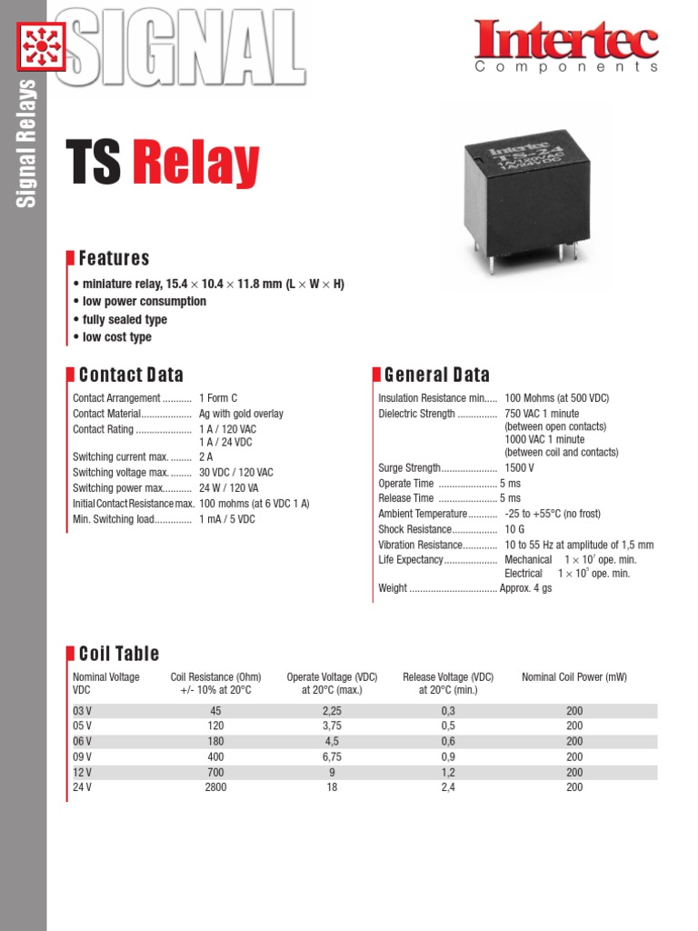 Relay: Features | PDF | Relay | Electrical Resistance And Conductance