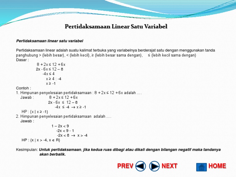 8 Pertidaksamaan Linear Satu Variabel