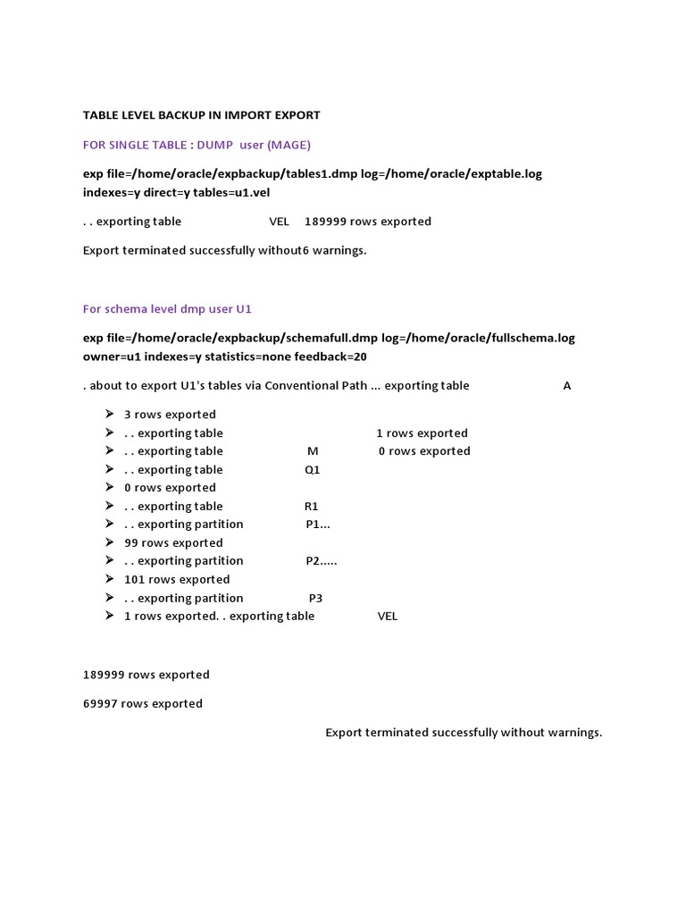 Oracle Export and Import Procedures | PDF | Oracle Database | Data ...