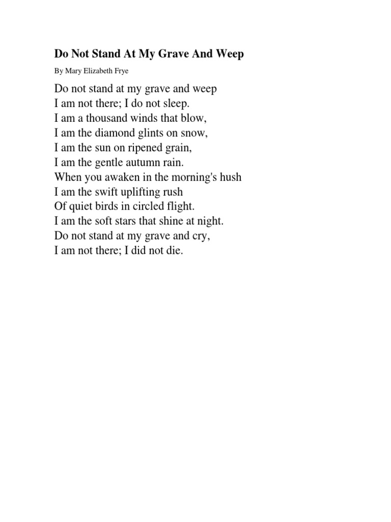 Do Not Stand at My Grave and Weep PDF