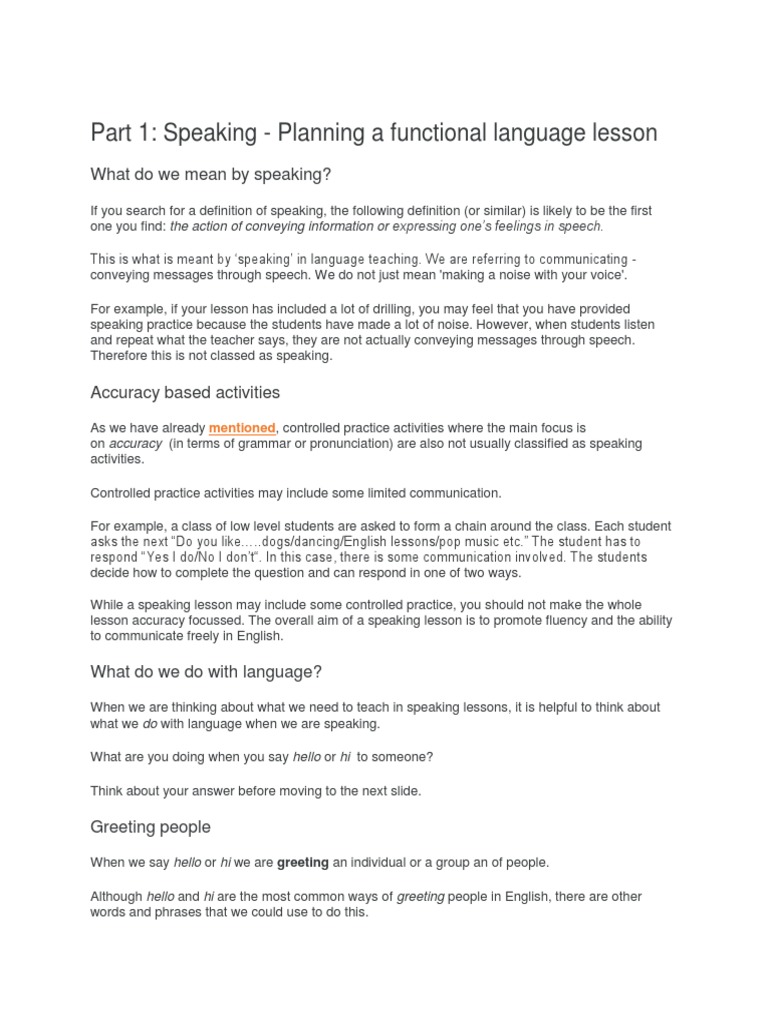 Planning Functional Language Lessons | PDF | Literacy | Teachers