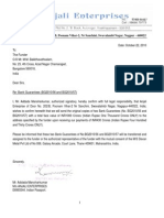 Letter Anjali To Deliver BG To Funder