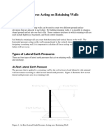 Pressures Acting On Retaining Walls