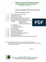 Adult Cardiology Fellowship Application Checklist: de La Salle University Medical Center