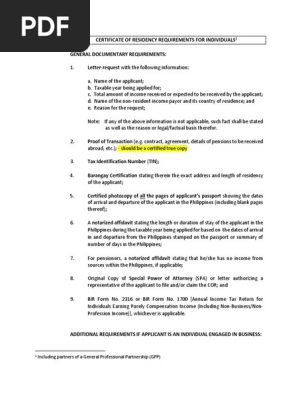 CERTIFICATE OF RESIDENCY REQUIREMENTS FOR INDIVIDUALS.Filipino Citizen.docx