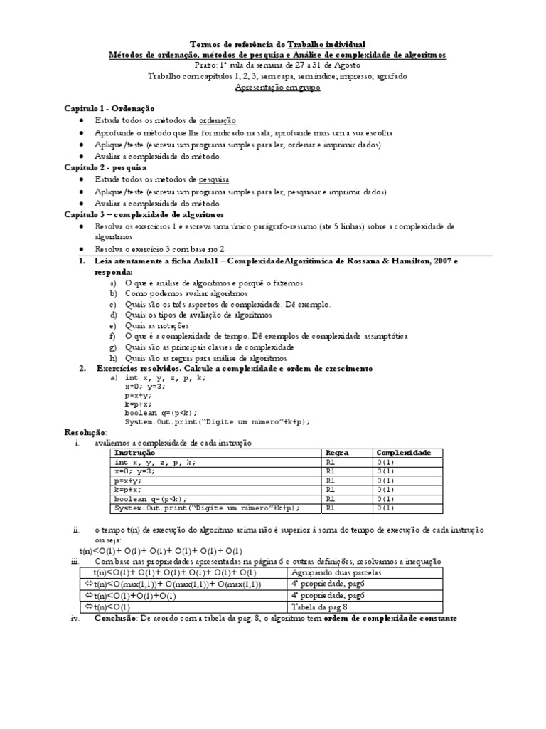 Analise de Algoritmos - Complexidade de Ordenação
