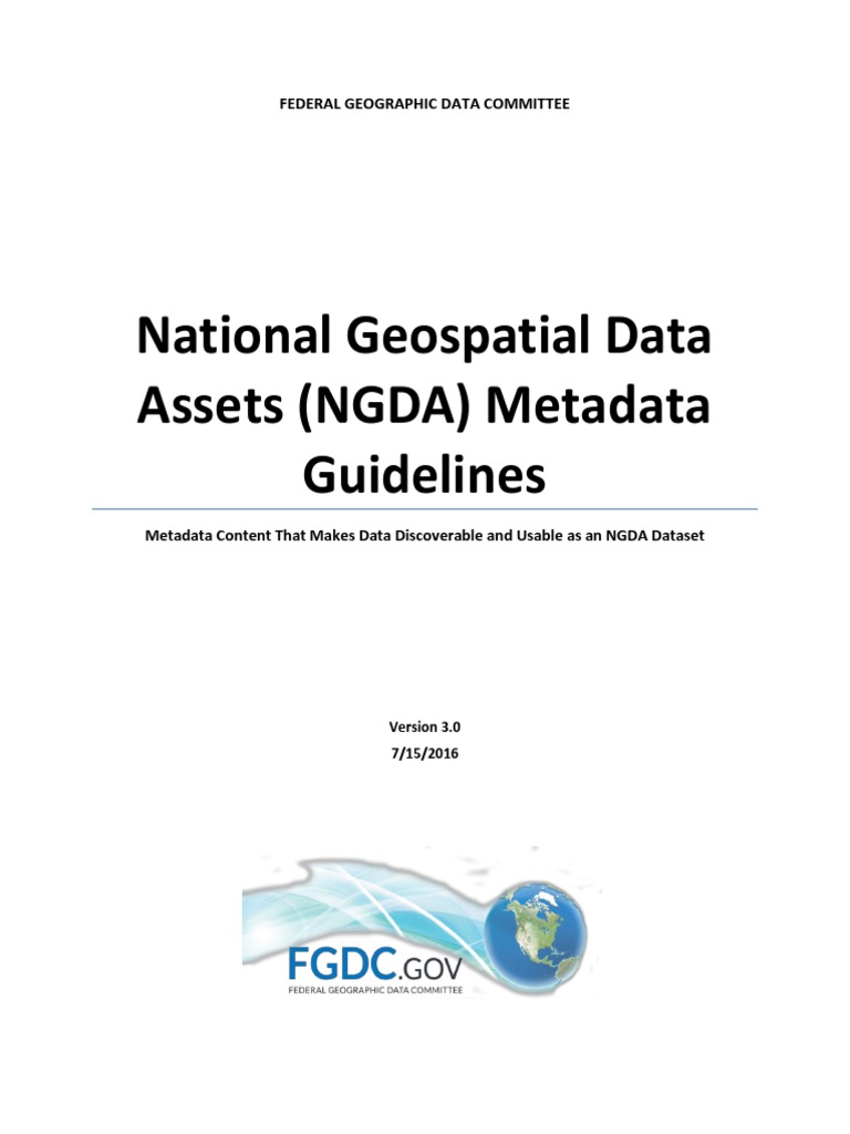 NGDA Metadata Guidelines for Geospatial Data | PDF | Metadata | Esri