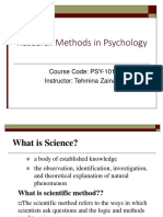 Research Methods in Psychology: Course Code: PSY-101 Instructor: Tehmina Zainab