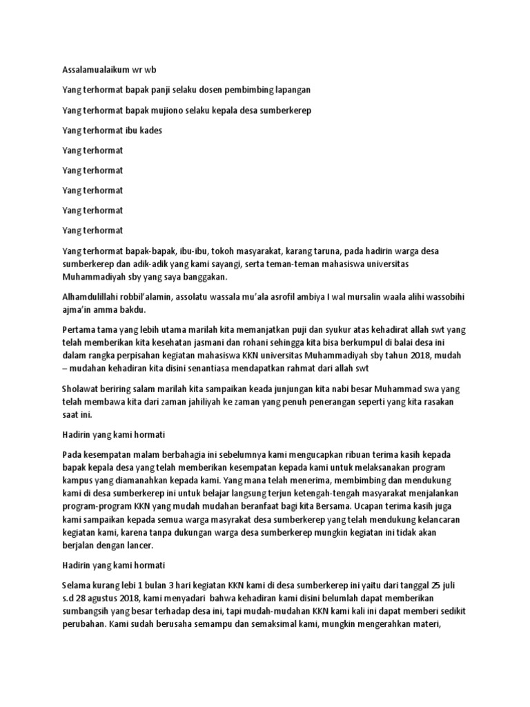 Sambutan Penutupan Kkn