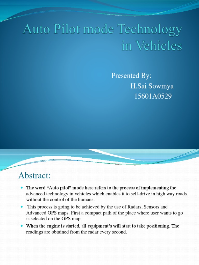 Autopilot Technology in Vehicles | PDF | Anti Lock Braking System ...