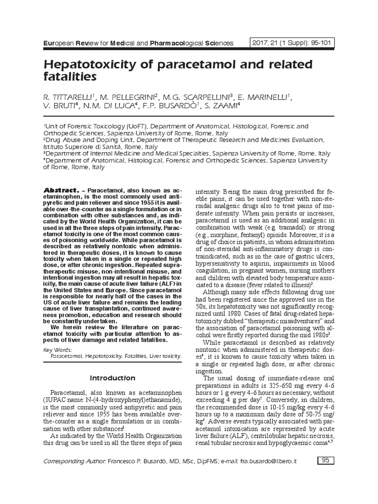 95 101 Hepatotoxicity of Paracetamol and Related Fatalities PDF