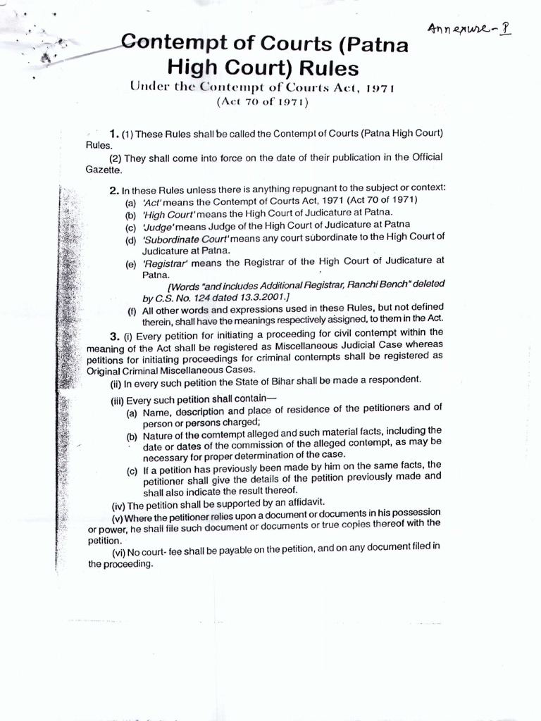 Contempt of Courts (Patna High Court) Rules, 1971 | PDF | Contempt Of ...