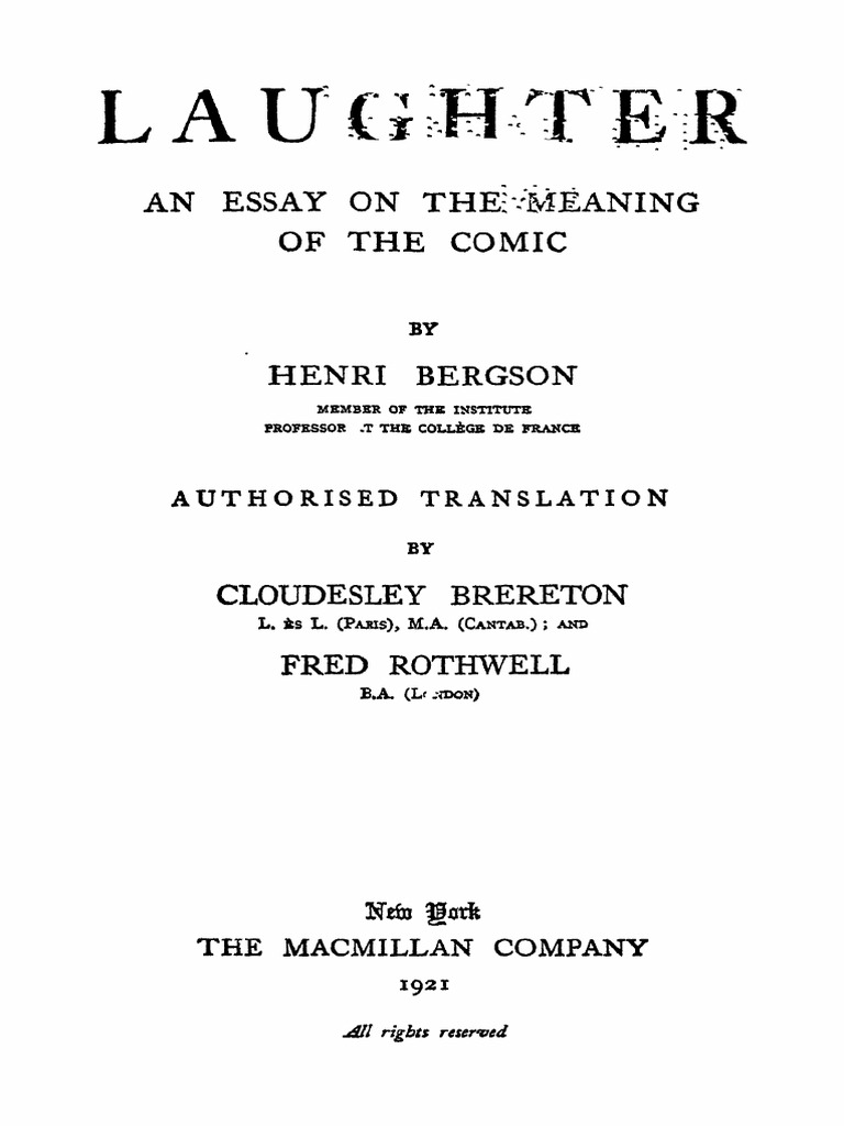 Bergson - Laughter PDF | PDF | Laughter