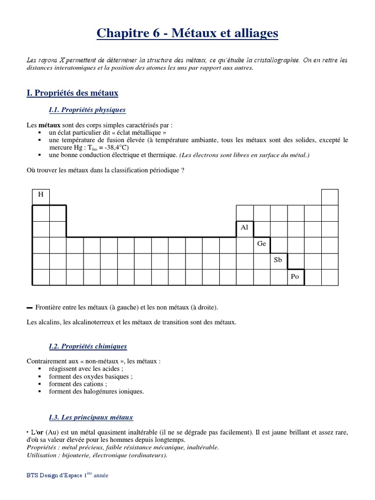Propriétés et Structures des Métaux PDF Métaux Alliage — free download