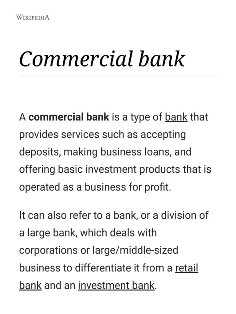 An InDepth Examination of Commercial Banking Core Functions, Products
