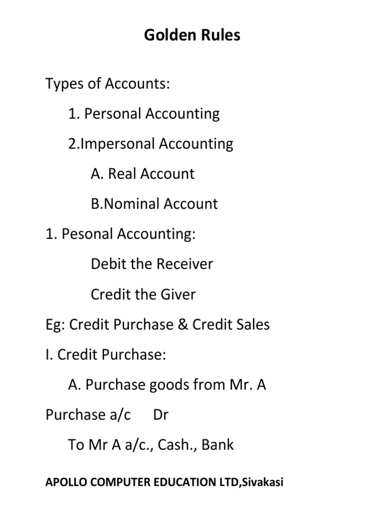 Accounting Golden Rules | PDF | Debits And Credits | Accounting